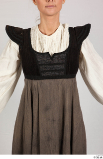  Photos Woman in Historical Dress 52 16th century Historical clothing black-brown dress upper body white shirt 0001.jpg